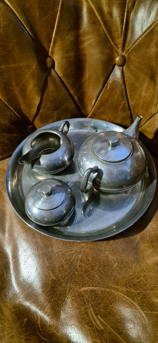 Bandeja silver años 60 con juego de café