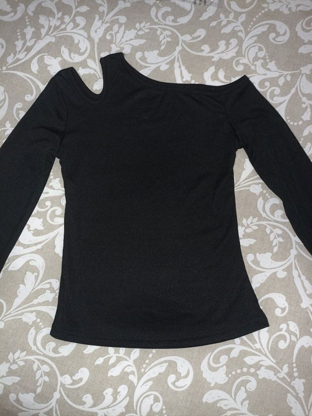 Camiseta canalé asimétrica