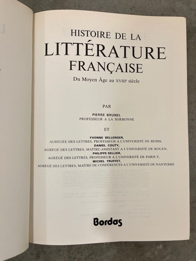 Libro HISTOIRE DE LA LITTERATURE FRANÇAISE