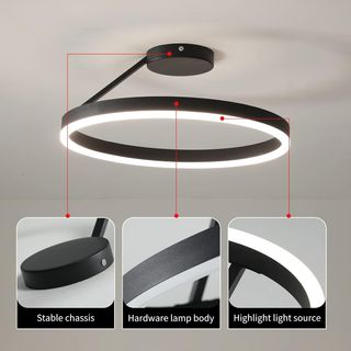 Lámpara de techo led redonda 40cm negra