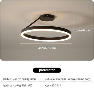 Lámpara de techo led redonda 40cm negra