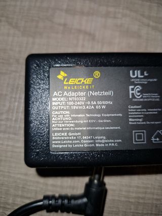 Cargador ordenador portátil 19V 3,42A 65W