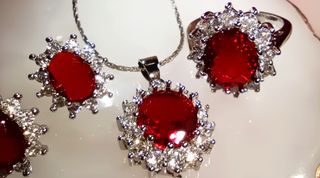 Conjunto Plata 925 y Circonita Roja