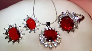 Conjunto Plata 925 y Circonita Roja