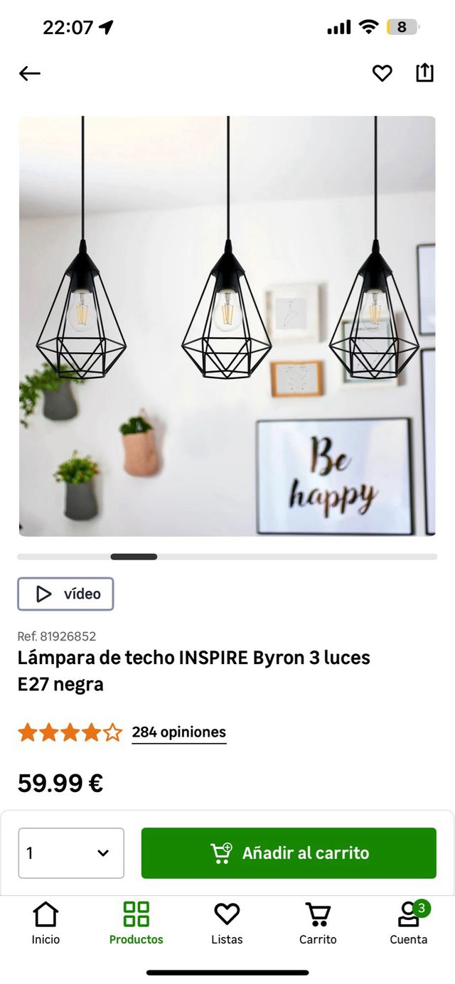 Lámpara Inspire Byron 3 Luces