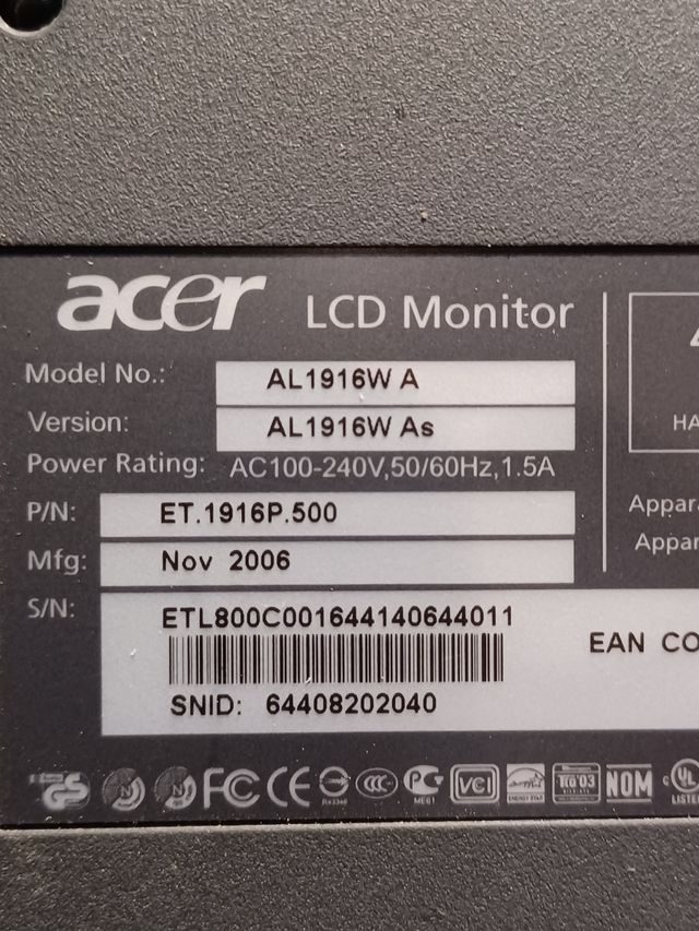 Monitor 19" ACER AL1916W A