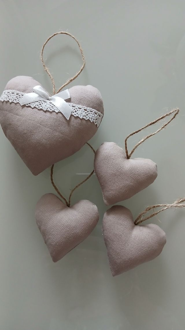 Set shabby chic cuore e 3 cuoricini