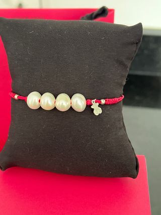 Pulsera d Tous cuerda fucsia y perlas