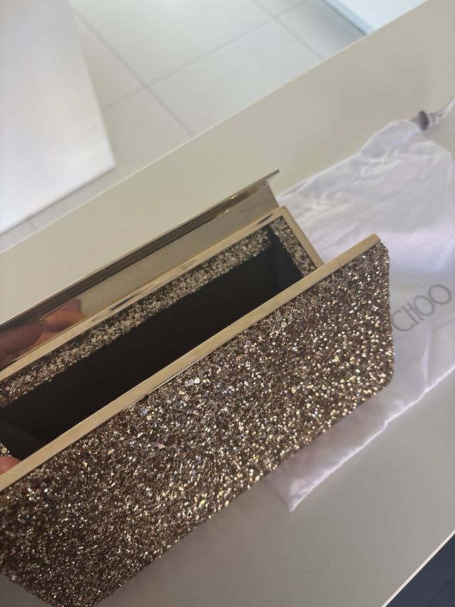 Jimmy Choo Bolso de mano purpurina dorata