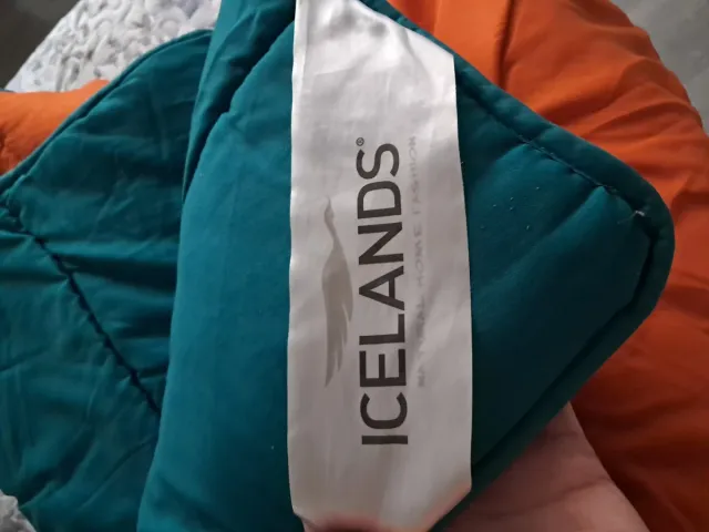 Edredón reversible verde y naranja