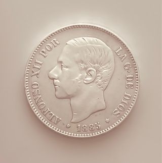 Bonitas 5 Pesetas plata Alfonso XII 1885 87