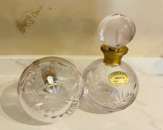 PAREJA PERFUMEROS CRISTAL Y BAÑO ORO 24 K