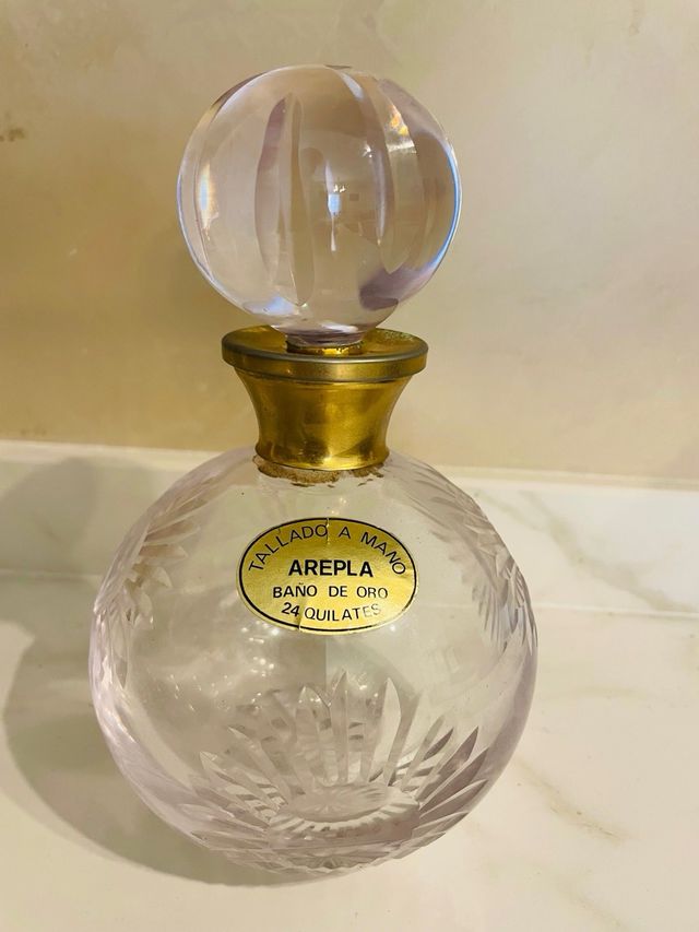 PAREJA PERFUMEROS CRISTAL Y BAÑO ORO 24 K