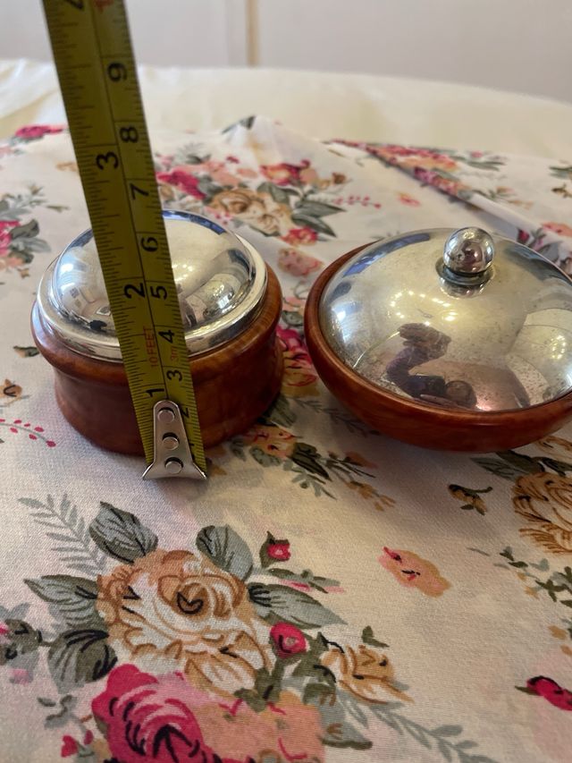 2 scatola picolla in legno ciligio argento