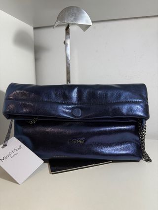 Bolso mimi mua firenze azul metalizado nuevo