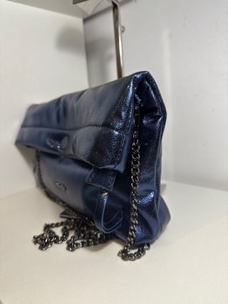 Bolso mimi mua firenze azul metalizado nuevo