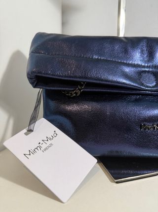 Bolso mimi mua firenze azul metalizado nuevo