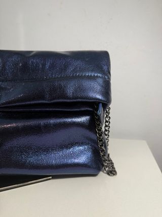 Bolso mimi mua firenze azul metalizado nuevo