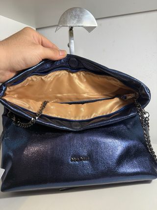 Bolso mimi mua firenze azul metalizado nuevo
