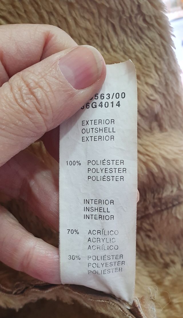 Chaqueta mujer de doble faz color camel. Talla 52