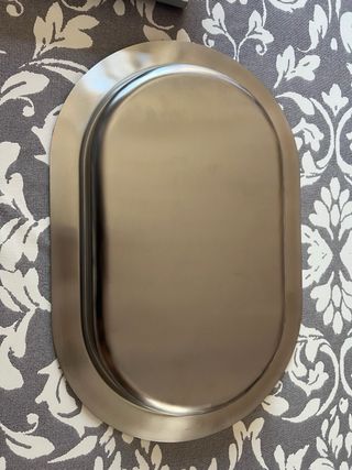 Vassoio acciao con oro zecchino