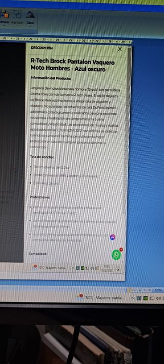 Pantalon Baquero de Moto Rteh con Protec