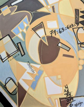 Cuadro abstracto moderno grande pintado a mano