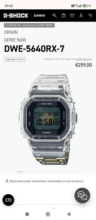 Reloj Casio G-SHOCK, MODELO DWE-5640RX-7