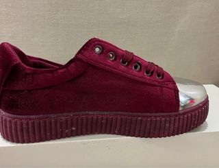 Zapatillas Tantred plataforma terciopelo granate