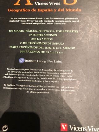 ATLAS GEOGRAFICO ESPAÑA Y MUNDO N/C