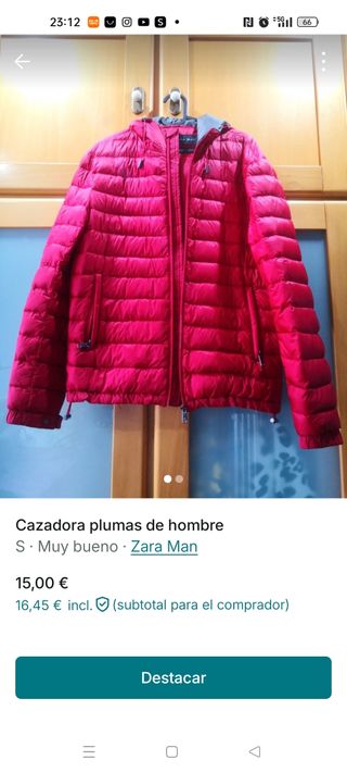 Cazadora plumas de hombre 