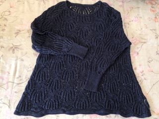 Jersey calado brillo azul marino talla M