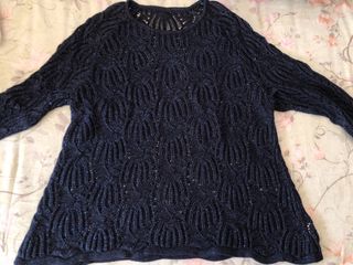 Jersey calado brillo azul marino talla M