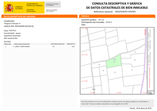 Se vende terreno en la Benigánim, Valencia