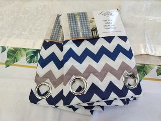 2 Tende Issas Coprente 130x270 Zig Zag Blu 