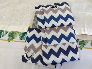 2 Tende Issas Coprente 130x270 Zig Zag Blu 