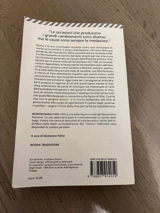Libro saggio storia dei romani Montesquieu