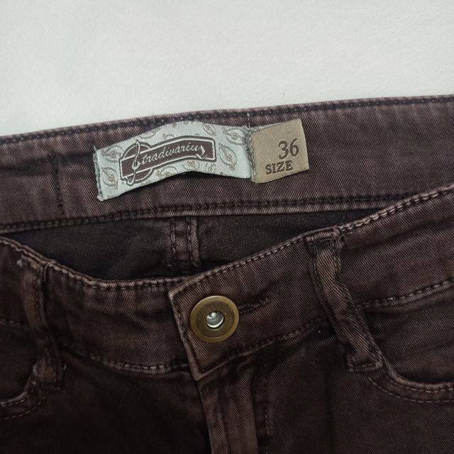 pantalone slim fit donna marrone