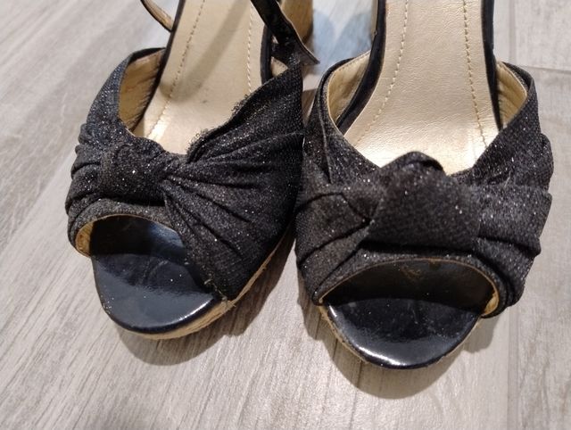 Zeppe Nere con tacco in paglia nr 40