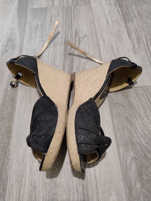 Zeppe Nere con tacco in paglia nr 40