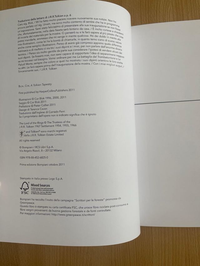 L'Arazzo di Tolkien signore degli anelli bompiani