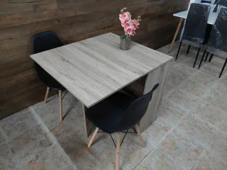 mesa plegable suecia +4 sillas negras(nuevo)