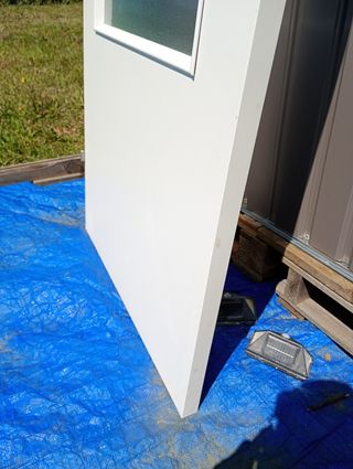 Puerta madera lacado blanco con vidrio