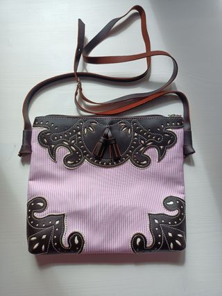 Bolso tela y cuero
