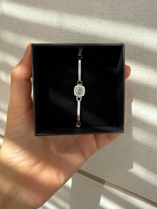 Pulsera en plata 925 con moissanita verde claro
