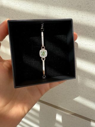 Pulsera en plata 925 con moissanita verde claro