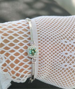 Pulsera en plata 925 con moissanita verde claro