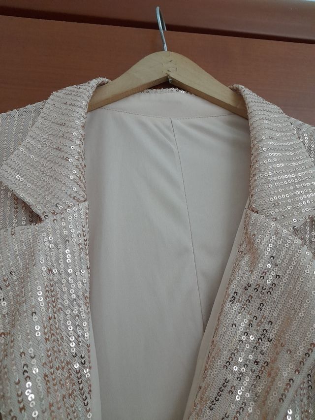 Giacca donna dorata con pailettes