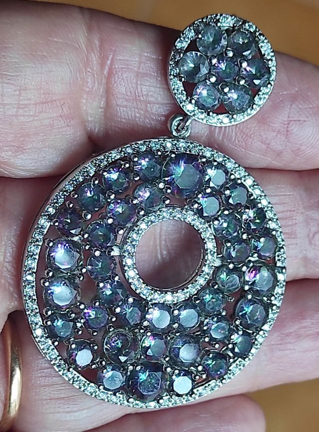 Orecchini creole in argento mystic topaz e zirconi