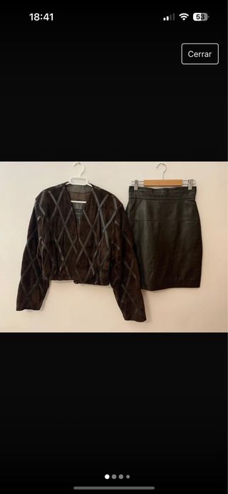Chaqueta ante y piel y falda piel